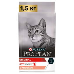 Сухой корм для кошек Pro Plan Original  для поддержания здоровья органов чувств с лососем 1.5 кг