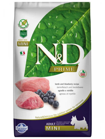 Farmina N&amp;amp;D Prime Dog Lamb &amp;amp; Blueberry Adult Mini сухой беззерновой корм для взрослых собак мелких пород с ягненком и черникой - 2,5 кг
