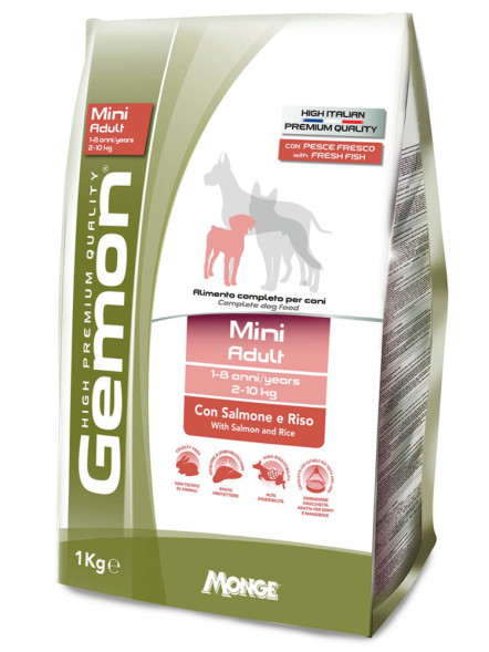 Gemon Dog Mini сухой корм для взрослых собак мелких пород с лососем и рисом 1 кг