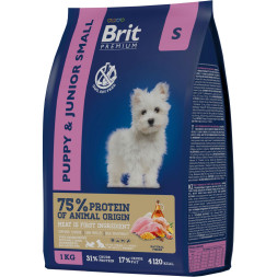Brit Premium Dog Puppy and Junior Small сухой корм для щенков и молодых собак мелких пород с курицей - 1 кг