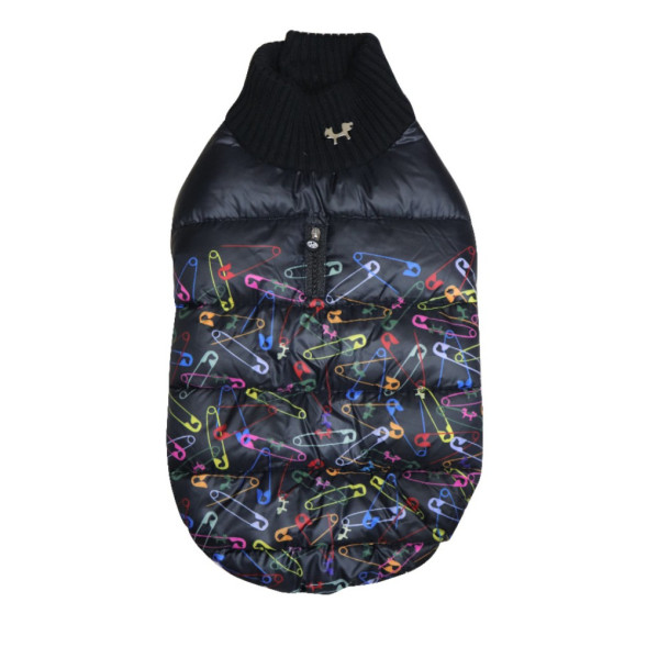 United Pets Polar 25 куртка для собак, черная с разноцветными булавками