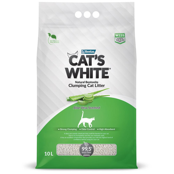 Cats White Aloe Vera наполнитель комкующийся для кошачьего туалета с ароматом алоэ вера - 10 л