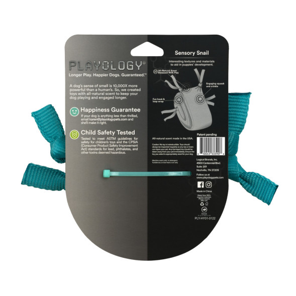 Playology PUPPY SENSORY SNAIL сенсорная плюшевая улитка для щенков с ароматом арахиса, голубой