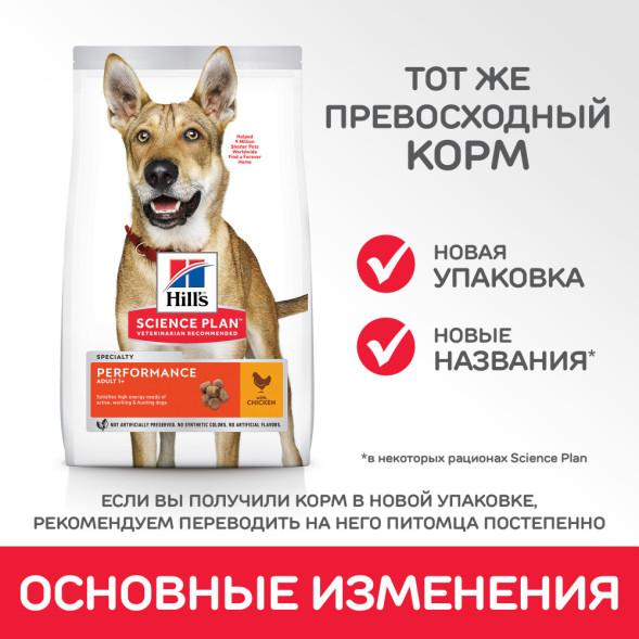 Сухой корм Hills Science Plan Performance для взрослых собак для поддержания жизненной энергии и иммунитета, с курицей - 12 кг