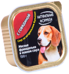 Натуральная формула влажный корм для собак мясные фрикадельки с говядиной, в консервах - 150 г х 10 шт