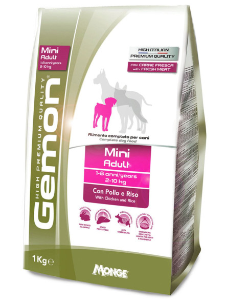 Gemon Dog Mini сухой корм для взрослых собак мелких пород с курицей и рисом 1 кг