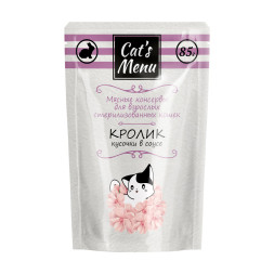 Cat`s Menu влажный корм для взрослых стерилизованных кошек с кроликом кусочки в соусе в паучах - 85 г х 32 шт