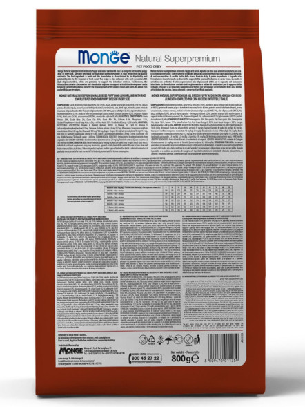 Monge Dog Speciality Puppy &amp;amp; Junior сухой корм для щенков всех пород с ягненком и рисом 800 г