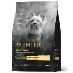 Premier Dog Turkey Adult Mini сухой корм для собак мелких пород, свежее мясо индейки - 3 кг