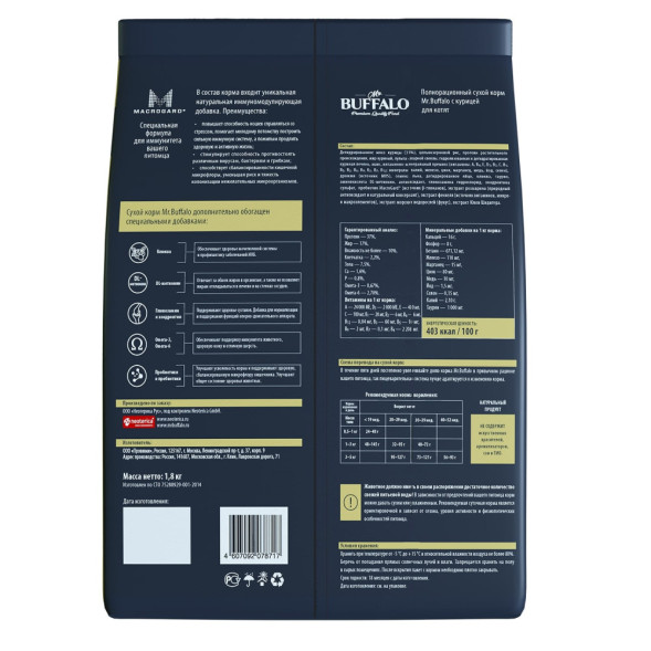 Mr.Buffalo Kitten полнорационный сухой корм для котят с курицей - 1,8 кг