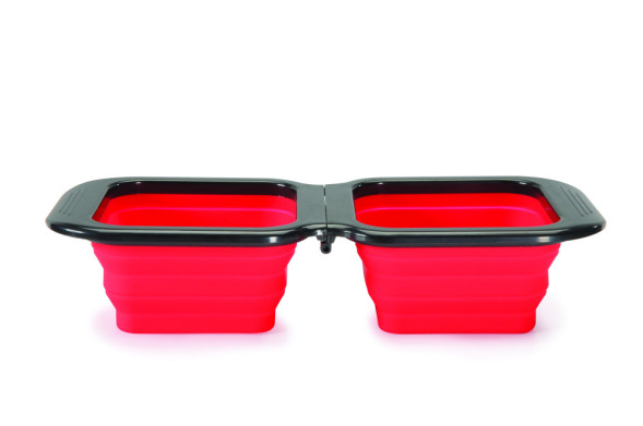 Camon миска для кошек и собак складная дорожная, квадратная двойная, размер S, 350 мл х 2 шт