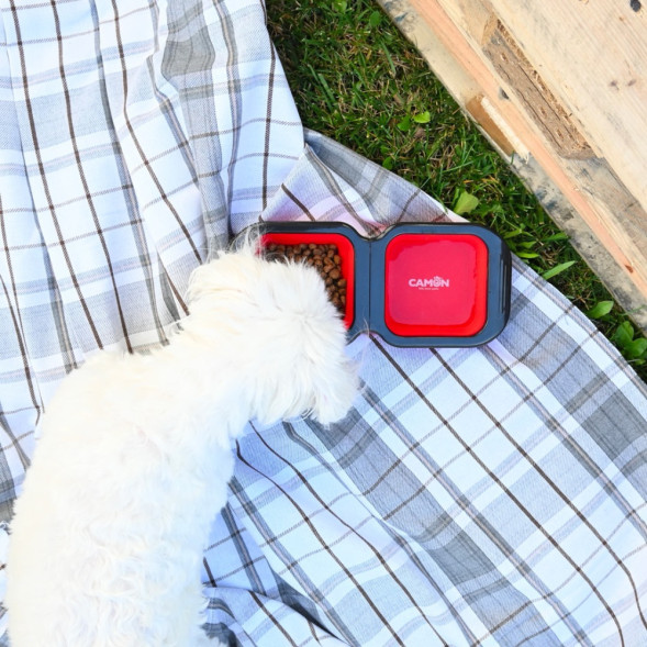 Camon миска для кошек и собак складная дорожная, квадратная двойная, размер S, 350 мл х 2 шт