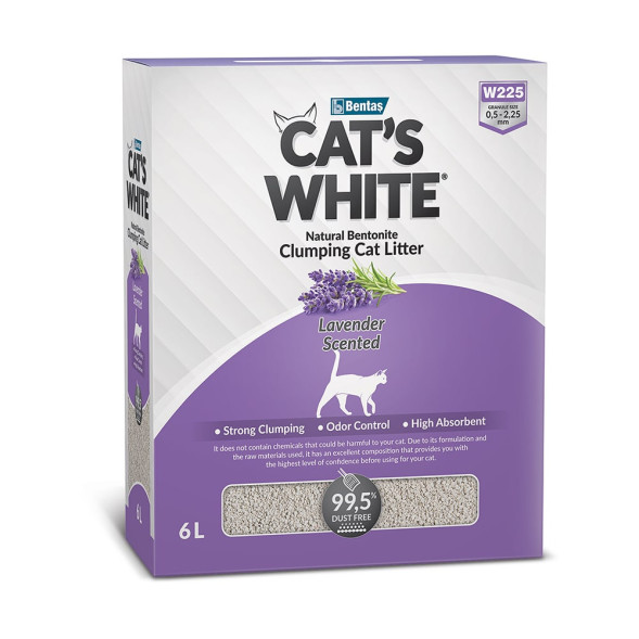 Cats White Box Premium Lavender наполнитель комкующийся для кошачьего туалета с ароматом лаванды - 6 л