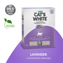 Cats White Box Premium Lavender наполнитель комкующийся для кошачьего туалета с ароматом лаванды - 6 л