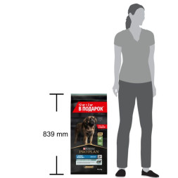 Сухой корм Pro Plan® для взрослых собак крупных пород с мощным телосложением с чувствительным пищеварением, с ягненком, 12 кг + 2 кг в подарок