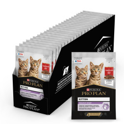 Pro Plan Kitten паучи для котят с говядиной в соусе - 85 г х 26 шт