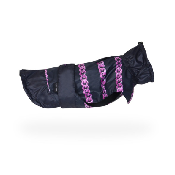 United Pets Easy 50 дождевик для собак, черный с розовым рисунком