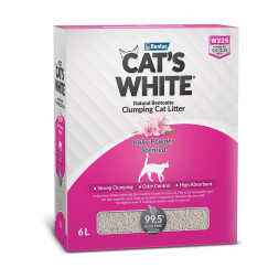 Cats White Box Premium Baby Powder наполнитель комкующийся для кошачьего туалета с ароматом детской присыпки - 6 л