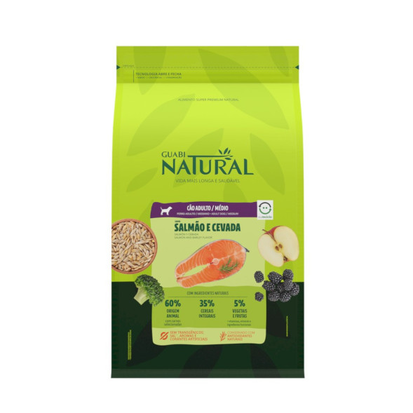 Guabi Natural Dog Adult cухой корм для взрослых собак средних пород, с лососем и ячменем - 2,5 кг