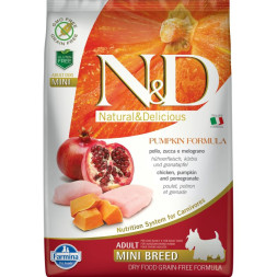 Farmina N&amp;amp;D Pumpkin Dog Grain Free Chicken &amp;amp; Pomegranate Adult Mini сухой беззерновой корм для взрослых собак мелких пород с курицей, гранатом и тыквой - 7 кг