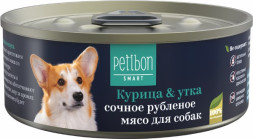 Petibon Smart влажный корм для взрослых собак, рубленое мясо с курицей и уткой, в консервах - 100 г х 24 шт
