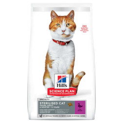Сухой корм Hills Science Plan для стерилизованных кошек в возрасте 6 месяцев - 6 лет, с уткой - 10 кг