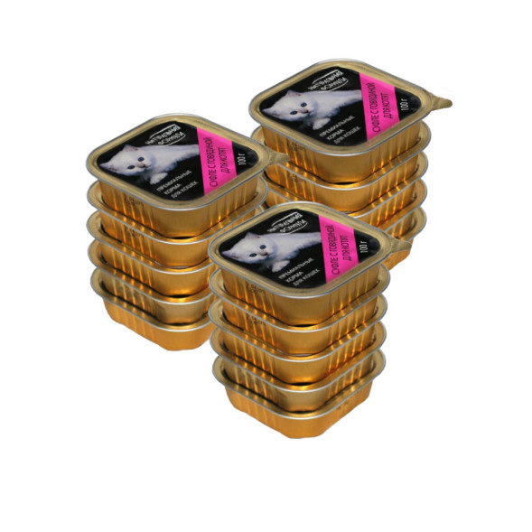 Натуральная формула влажный корм для котят суфле с говядиной, в ламистерах - 100 г х 15 шт