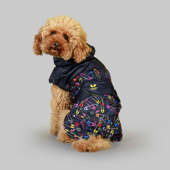 United Pets Easy 32 дождевик для собак, черный с разноцветными булавками