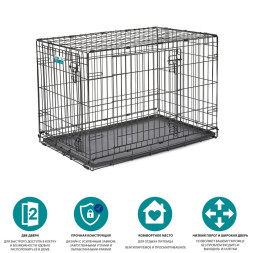 MidWest клетка iCrate 91х58х64h см 2 двери черная