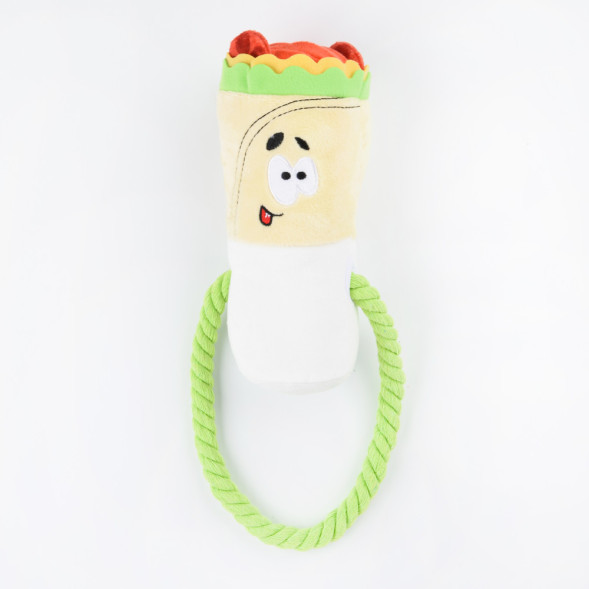 Mr.Kranch игрушка для собак Шаурма плюшевая с канатиком и пищалкой, 21 см