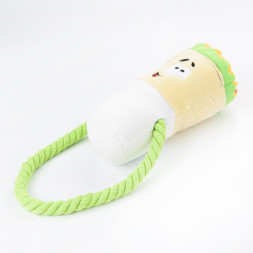 Mr.Kranch игрушка для собак Шаурма плюшевая с канатиком и пищалкой, 21 см