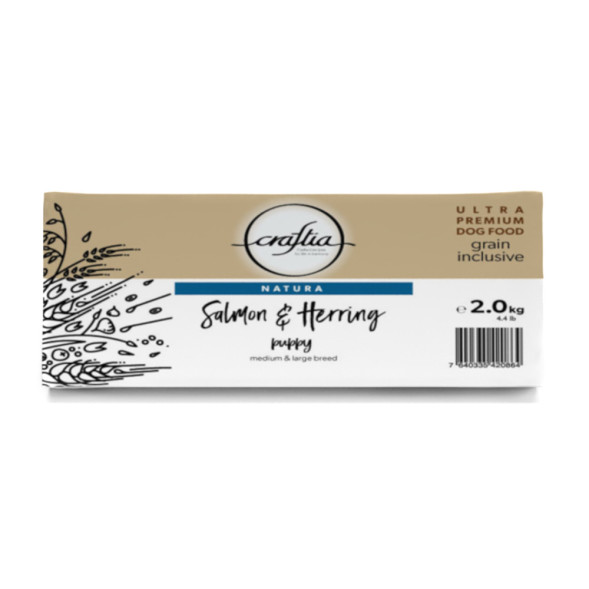 Craftia Natura сухой корм для щенков средних и крупных пород с лососем и сельдью - 640 г