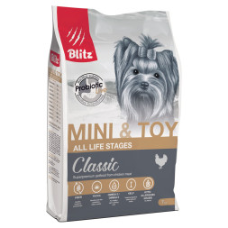 Blitz Classic Adult Mini & Toy сухой корм для взрослых собак миниатюрных и мелких пород, с курицей - 7 кг
