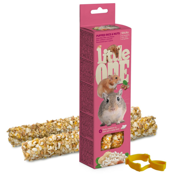 Little One палочки для хомяков, крыс, мышей и песчанок с воздушным рисом и орехами 2 шт - 55 г