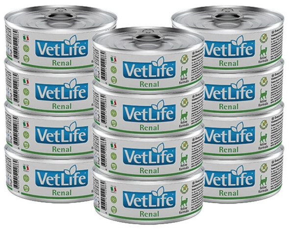 Farmina Vet Life Renal диетический влажный корм для кошек при заболевании почек, паштет - 85 г x 12 шт