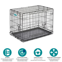 MidWest клетка iCrate 76х48х53h см 2 двери черная