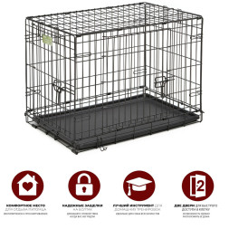 MidWest клетка iCrate 76х48х53h см 2 двери черная