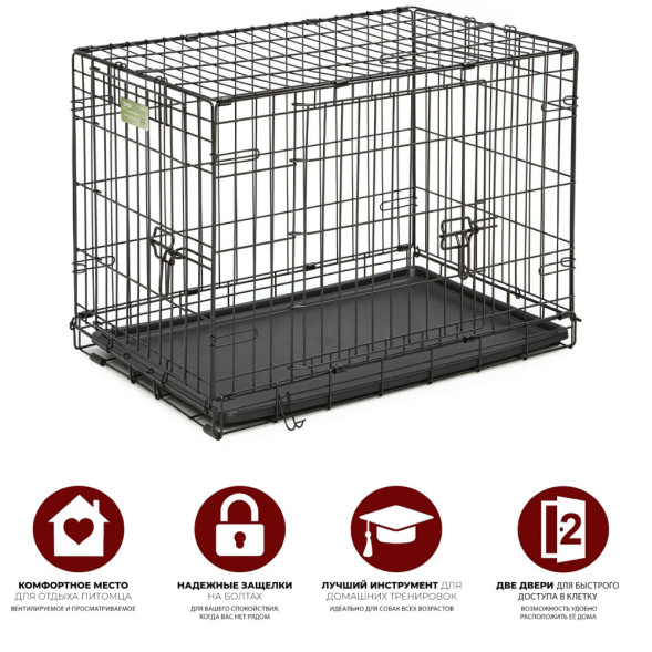 MidWest клетка iCrate 76х48х53h см 2 двери черная