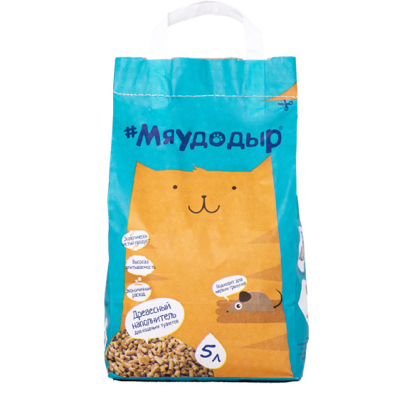 Мяудодыр впитывающий древесный наполнитель - 2,6 кг (5 л)