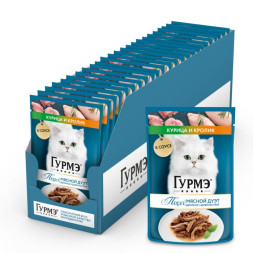 Влажный корм для кошек Гурмэ® Перл Мясной Дуэт с кроликом и курицей в соусе 75 г x 26 шт.