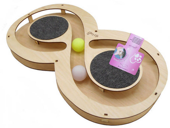 Glory Life игровой комплекс для кошек Восьмерка с шариками и когтеточкой из ковра, 49х27х3,6 см