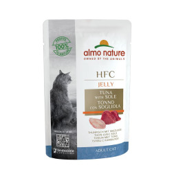 Almo Nature HFC паучи для взрослых кошек, с тунцом и камбалой, в желе - 55 г x 24 шт