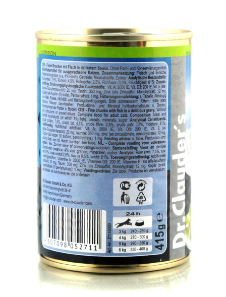 Dr.Clauder`s влажный корм для взрослых кошек с лососем, в консервах - 415 г х 12 шт