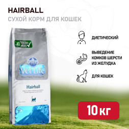 Farmina Vet Life Cat Hairball сухой корм для взрослых кошек для выведения шерстяных комочков - 10 кг