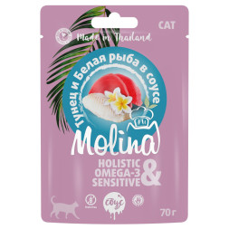 Molina паучи для кошек с тунцом и белой рыбой, в соусе - 70 г x 24 шт