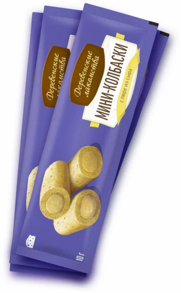 Деревенские лакомства мини-колбаски для кошек с пюре из сыра - 10 г х 4 шт