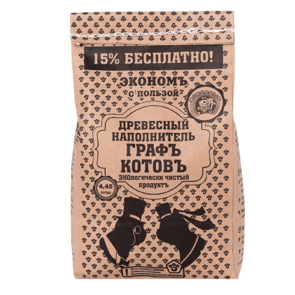 Графъ Котовъ впитывающий древесный наполнитель - 2 кг (4,45 л)