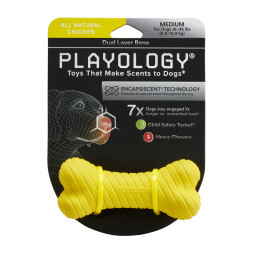 Playology DUAL LAYER BONE двухслойная жевательная косточка для собак с ароматом курицы, средняя, желтый