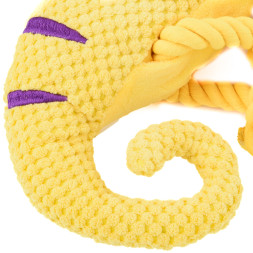 Mr.Kranch игрушка для собак Хамелеон, плюшевая с канатиками и пищалкой, 26 см, желтая