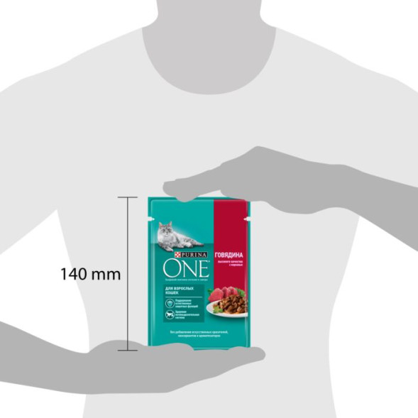 Влажный корм Purina ONE для взрослых кошек, с говядиной и морковью 26x75г